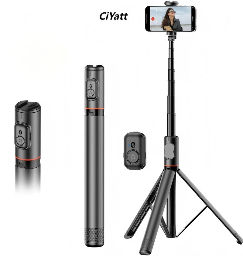 الكل في واحد تصميم مخفي متعدد الوظائف مستقر ترايبود سيلفي عصا 1.83 متر (72.05 بوصة) - Image 1